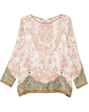 Pierre Louis Mascia Floral-Print Silk-Blend Blouse - Natural