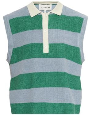 Munthe Bracha Striped Sleeveless Polo-Collar Sweater - Green
