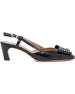 Bally 55Mm B-Bow Studded Slingback Court Shoes - Black