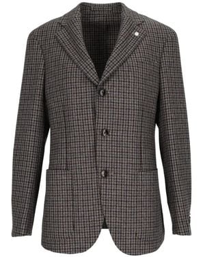 Luigi Bianchi Houndstooth-Pattern Blazer - Grey