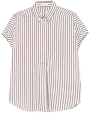 Brunello Cucinelli Striped Buttoned Blouse - White