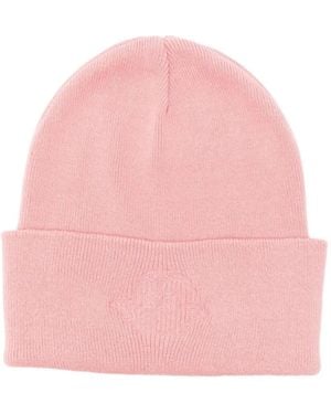 Fiorucci Embroidered Cotton Beanie Hat - Pink