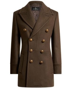 Etro Chaqueta Larga Con Doble Botonadura - Marrón