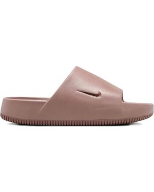 Nike Calm Logo-Debossed Slides - Brown
