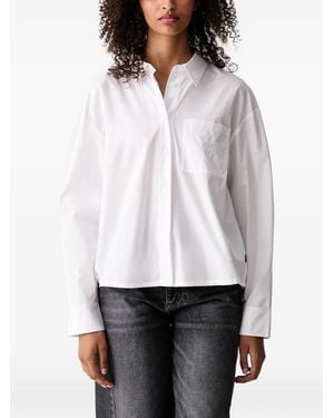 Joop! Logo-Embroidered Pleated-Back Shirt - White