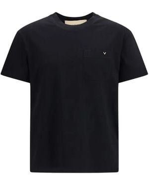 Valentino Garavani Cotton T-Shirt With Vgold - Black