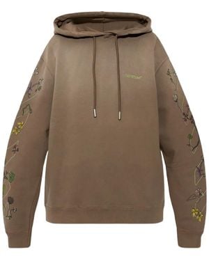 Off-White c/o Virgil Abloh Floral-Embroidered Hoodie - Natural