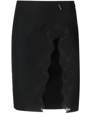 DSquared² Lace-Detail Virgin Wool Skirt - Black