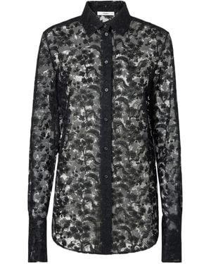 Fendi Floral-Lace Shirt - Black