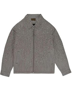 BIRTH OF ROYAL CHILD Rhinestone Zip-Up Jacket - Grey