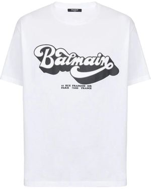 Balmain Maglietta bianca con stampa logo - Bianco