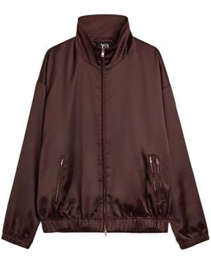 Y-3 Chaqueta De Satén Con Bordado - Marrón