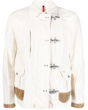 Fay 4 Gancini Cotton Jacket - Natural