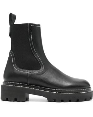 Poeve Maxie Contrast-Stitch Boots - Black