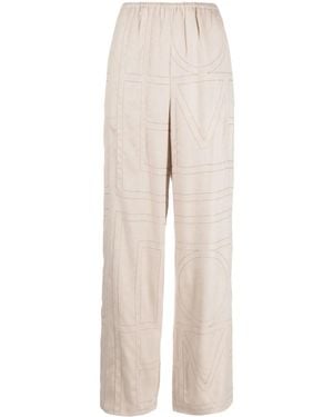 TOTEME Monogram Flannel Pajama Bottoms - Natural