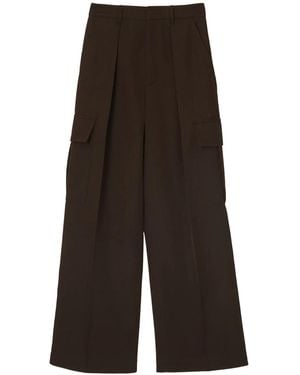 Burberry Wide-Leg Wool Cargo Trousers - Brown