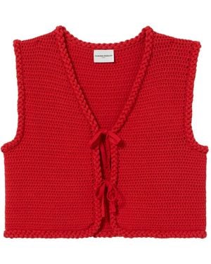 Claudie Pierlot クロシェ ノースリーブトップ - レッド