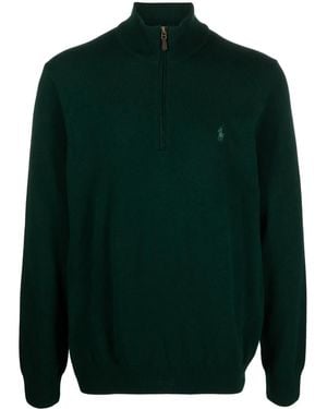 Polo Ralph Lauren Half Zip Closure Sweather With Logo - Green