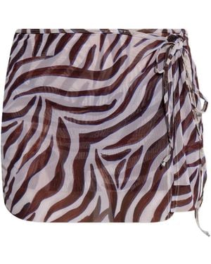 Bondeye Maeve Zebra-Print Mesh Mini Skirt - Purple