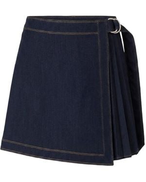 Cinq À Sept Minigonna Tammi Denim Plissettata A Portafoglio - Blu