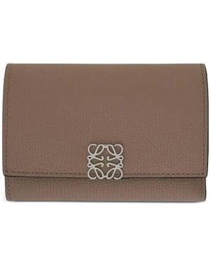 Loewe Anagram Pebble-Grain Wallet - Brown