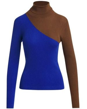 Essentiel Antwerp Ribbed-Knit Two-Tone Jumper - Blue