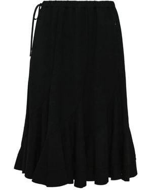 Yohji Yamamoto ドローストリング ラッフルスカート - ブラック