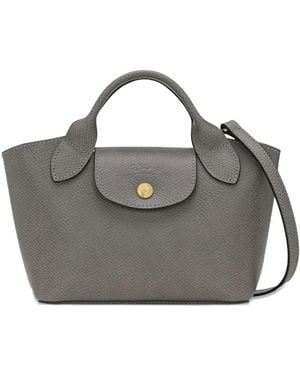 Longchamp Épure Top-Handle Leather Mini Bag - Gray