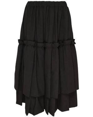 COMME DES GARÇON BLACK Tiered Ruffled Midi Skirt - Black