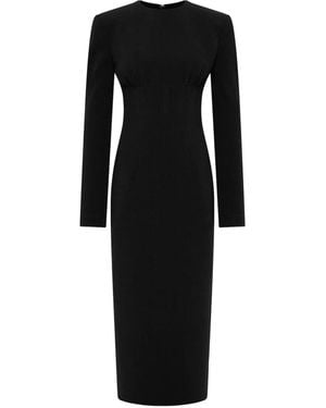 Rachel Gilbert Dover Padded-Shoulder Maxi Gown - Black