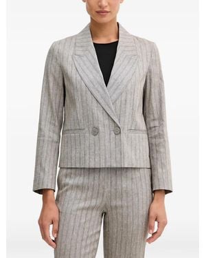 Sisley Pinstripe-Pattern Double-Breasted Blazer - Grey