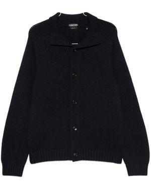 Tom Ford Ribbed-Knit Shawl-Collar Cardigan - Black