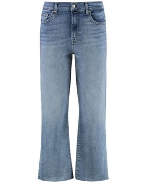 7 For All Mankind Alexa Frayed-Hem Cropped Bootcut Jeans - Blue