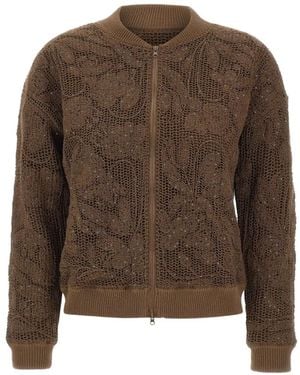 Kangra Veste Bomber Brodée De Sequins - Brown