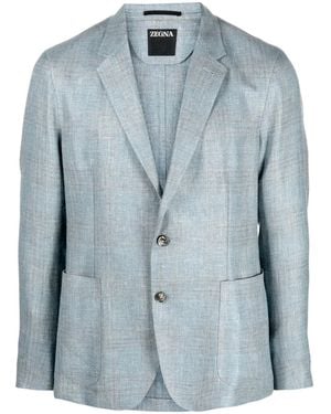 ZEGNA Single-Breasted Blazer - Blue