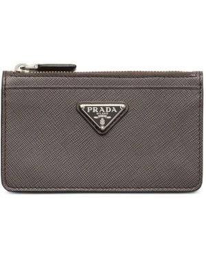 Prada Saffiano Leather Card Holder - Gray