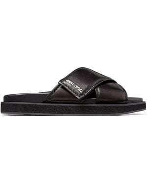 Jimmy Choo Joel Crossover-Strap Leather Sandals - Black