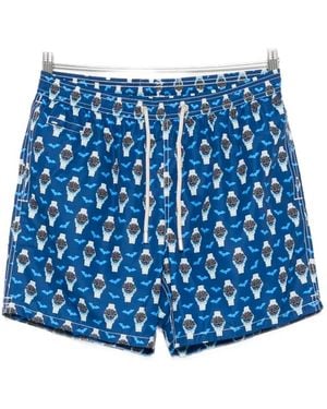 MC2 Saint Barth Lighting Watch-Print Drawstring Swim Shorts - Blue