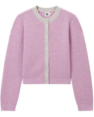 B+ AB Contrast-Trim Cardigan - Purple