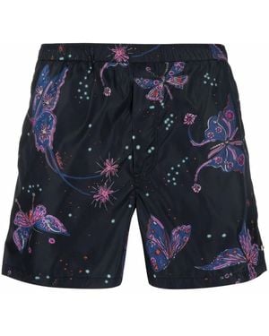 Valentino Garavani ヴァレンティノ バタフライプリント トランクス水着 - ブルー
