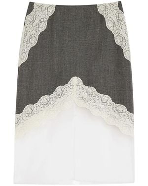 Jil Sander Lace-Trimmed Layered Skirt - Gray