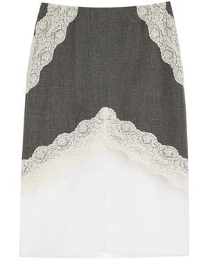 Jil Sander Lace-Trimmed Layered Skirt - Grey