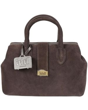 Schell Doctor Suede Logo-Tag Tote Bag - Brown