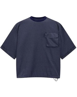 Giorgio Armani Micro-Dot Chest-Pocket Silk T-Shirt - Blue
