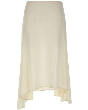 Victoria Beckham Asymmetric Crepe-Satin Midi Skirt - White