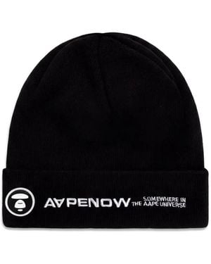 Aape By A Bathing Ape Logo-Embroidered Beanie Hat - Black