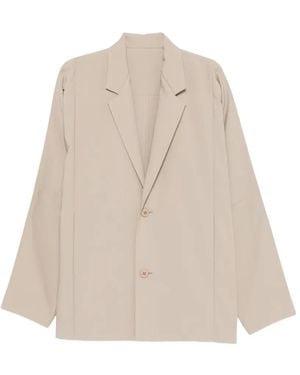 Issey Miyake Notched-Lapel Single-Breasted Relaxed-Fit Blazer - Natural