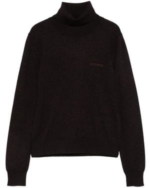 Iceberg Logo-Embroidered Roll-Neck Sweater - Black