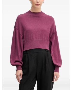 Benetton High-Neck Cropped Jumper - Purple