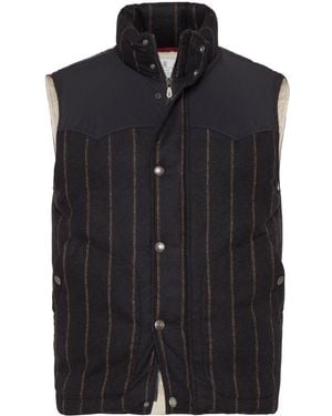 Brunello Cucinelli Striped Padded Gilet - Blue